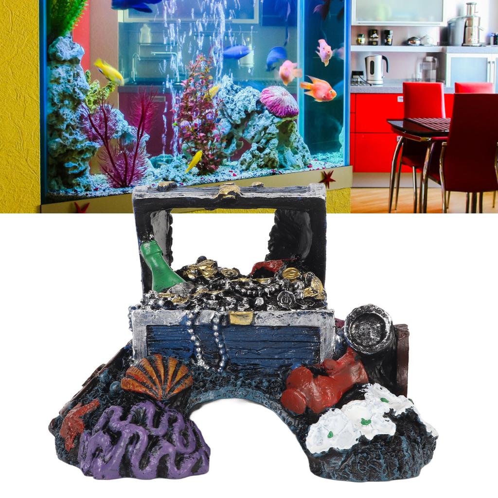 Aquarium Treasure Box Ornament   Cave Lifelike Resin Jewelry Box Decoration for Freshwater Saltwater