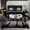 3-piece Halloween themed skeleton and pumpkin patterned duvet cover set, 1 duvet cover+2 pillowcases, coreless