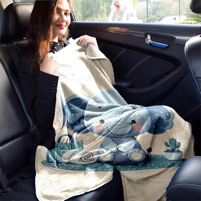 1pc Elephant Printing Lightweight Flannel Blanket, Comfortable and Warm Blanket, for Camping Sofa Bed and Couch Office, Gift