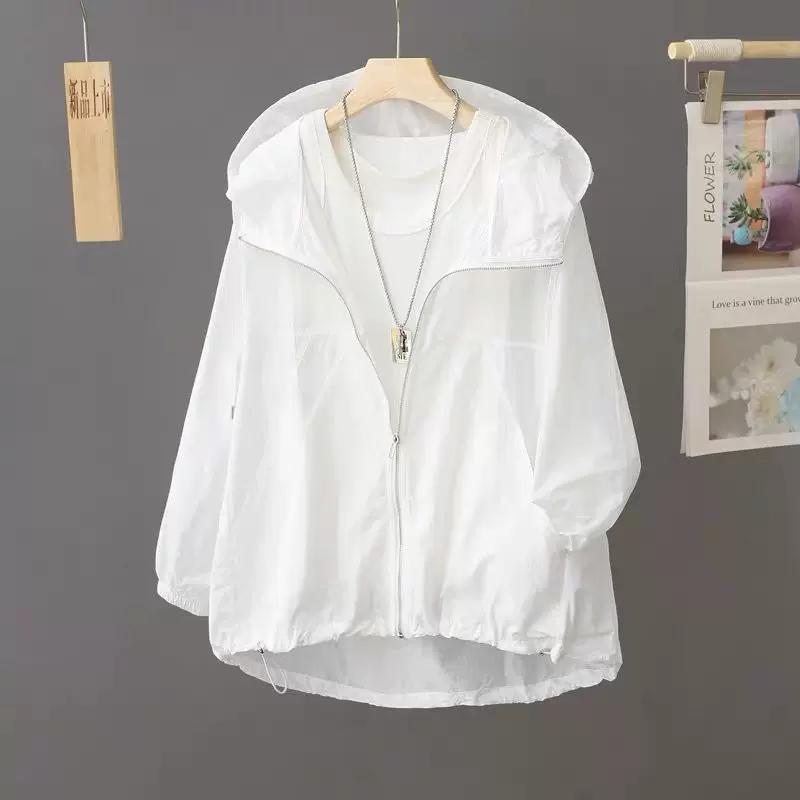 

Big Sale Leak-Picking Counter Withdrawal ~ Hooded Sunscreen Outwear Loose Summer Thin Breathable Tops Lightweight Sun Protection Clothing L белый