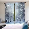 2 szt. Zasłony leśne Śnieżne drzewa z wiejskiego domu Sceneria dzikiej przyrody w mroźnym zimowym parku Zasłony okienne do salonu sypialni