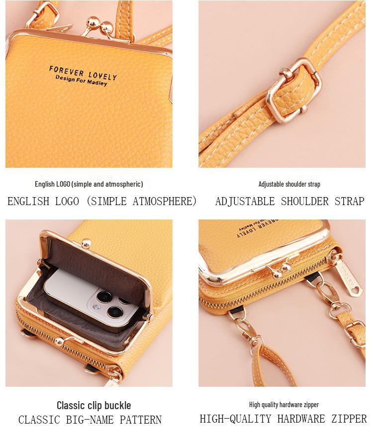 2025 Women's Korean Style Lychee Grain Large Capacity Crossbody Phone Bag & Wallet.