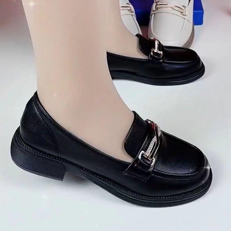 

Soft leather single shoes British style leather shoes flat casual non-slip shoes 35 чёрный