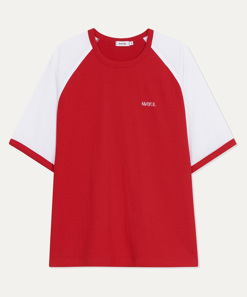 MAYOL Raglan Logo Mesh Short Sleeve T-Shirt_Red