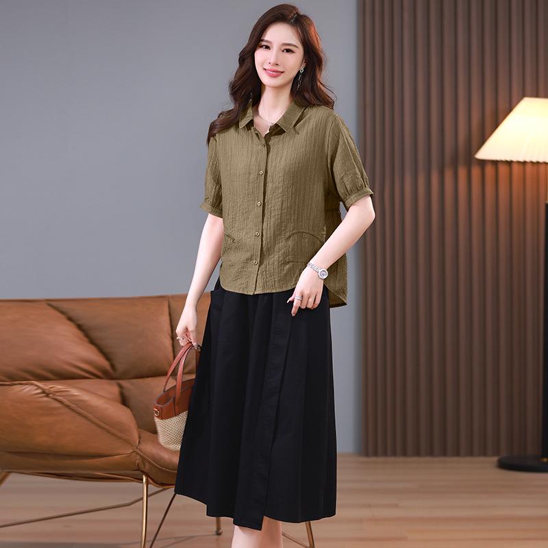 Elegant Petite Tencel Chiffon Top & Midi Skirt Set - Summer 2025