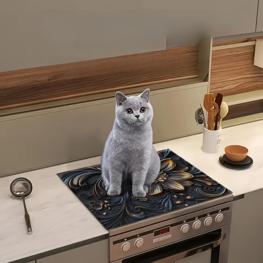 1 Stück Goldene Florale Gummi Abtropfmatte Geschirr Für Café Küche Teppich Tischgeschirr Langlebige Kieselgur Tischmatte Haustier Kaffeegeschirr Matte