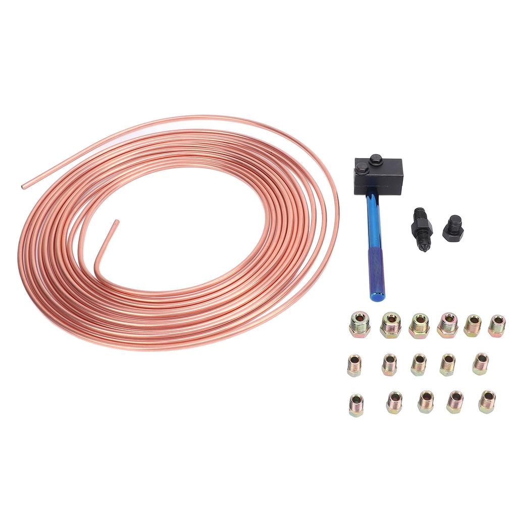 316in X25ft Brake Line Replacement Tubing Coil and Fitting Kit with Double Flaring Tool for