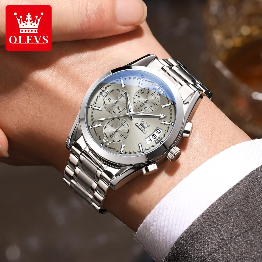 OLEVS Men Watch Multi Functional Waterproof Calendar Chronograph Luxury Brand Original Quartz Watch Men Sports Watch