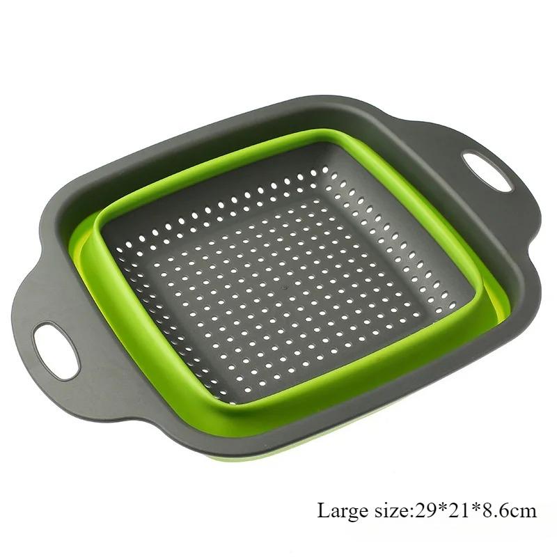 1-2pc Foldable Vegetable Washing Basket Vegetable Fruit Filter Portable Colander Collapsible Drainer Kitchen Accessories Gadgets
