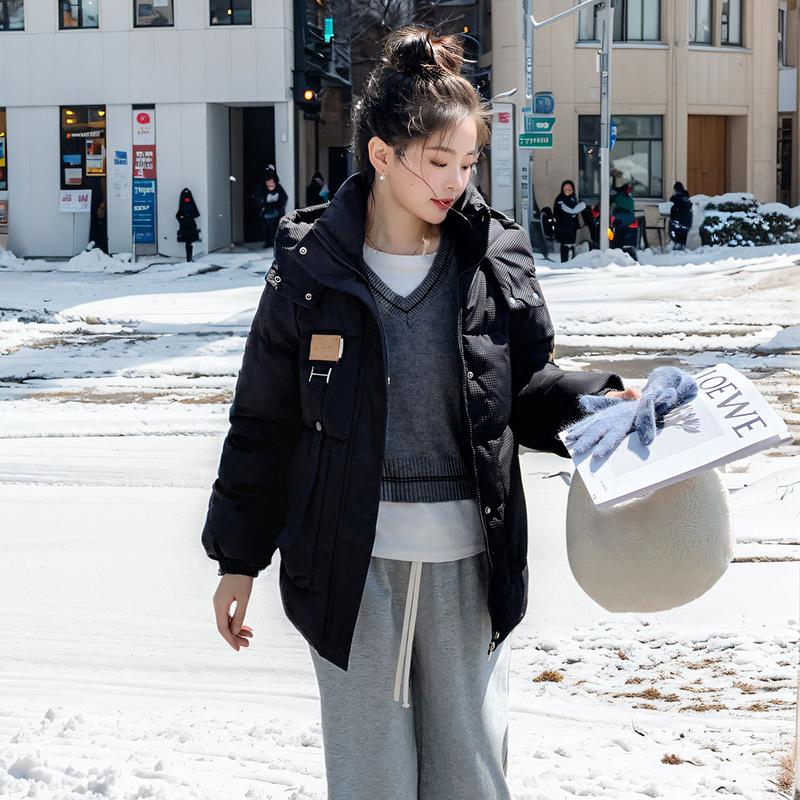 Down Cotton-padded Clothes Women's Short Loose Thickened Hooded Cotton-padded Jackets Korean Version Bread Cotton-padded Jackets