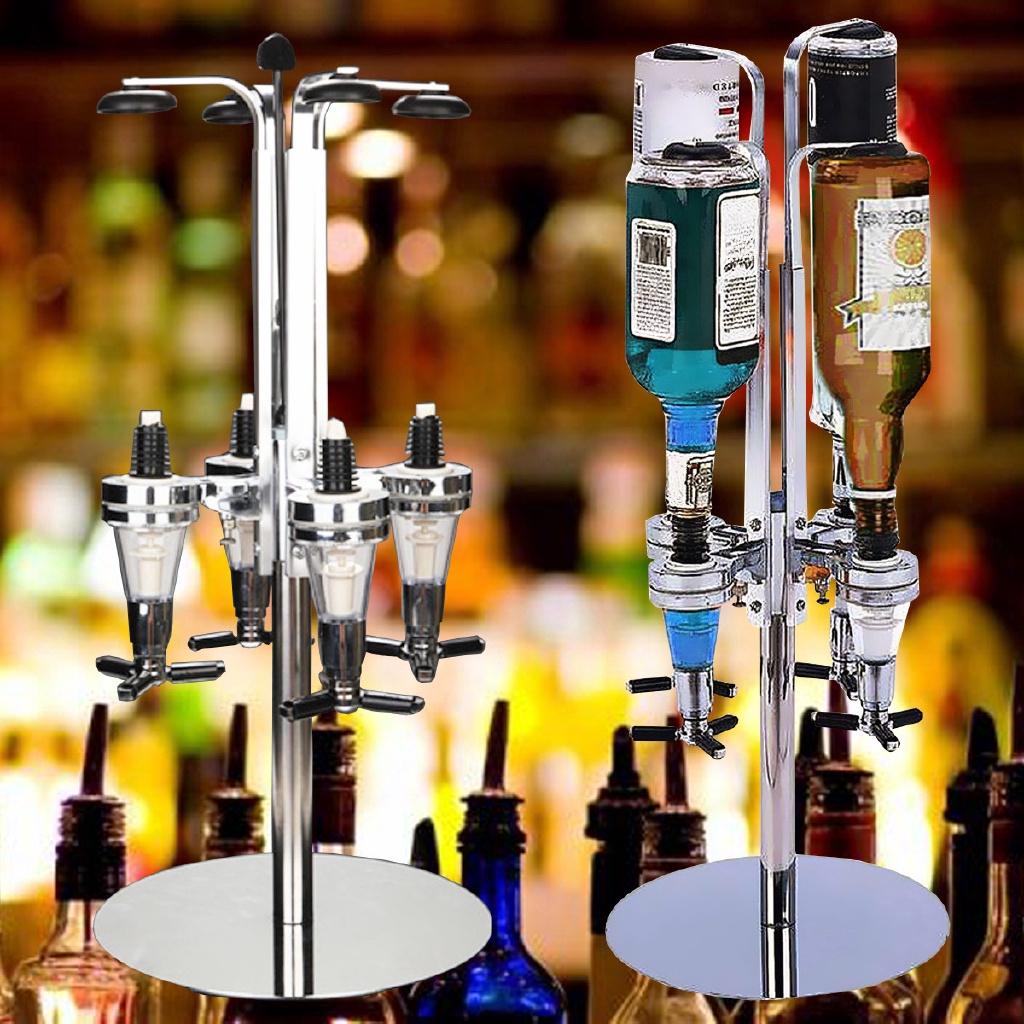 4 Köpfe 24*24*54 CM Rotierender Wein Saft Cocktail Spender Halter - intl Silber Silber Edelstahl Bar Butler