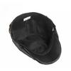 Vintage PU Leather Flat Cap for Men Women British Style Beret Autumn Winter Warm Newsboy Cap Fashion Adjustable Duckbill Hat
