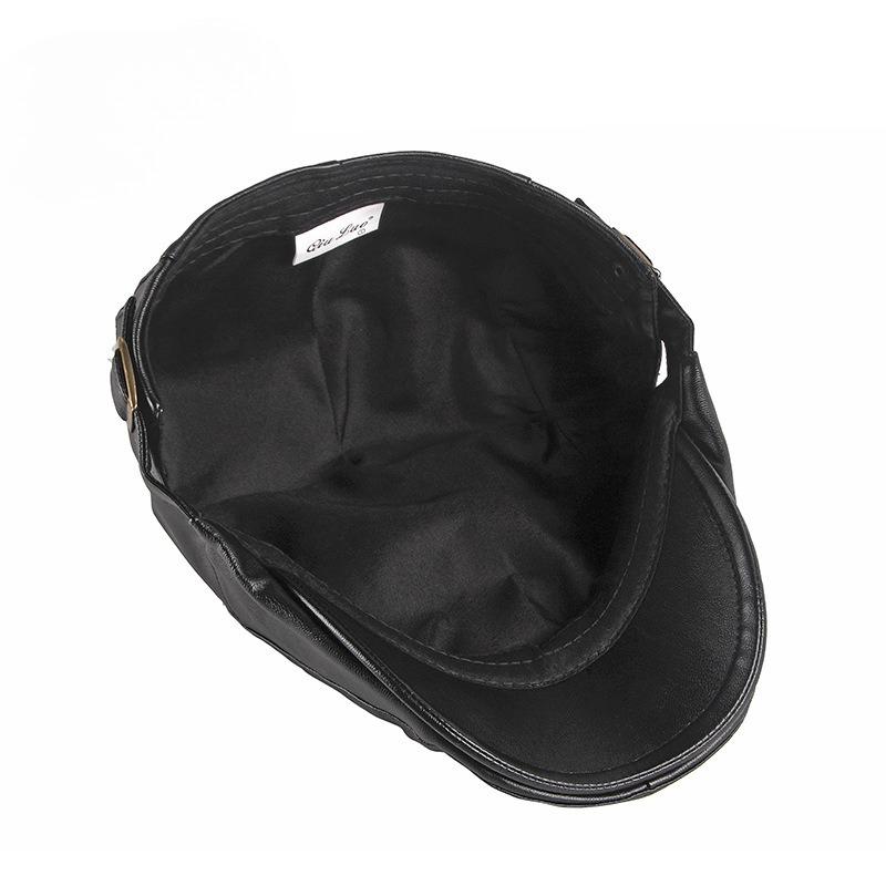 Vintage PU Leather Flat Cap for Men Women British Style Beret Autumn Winter Warm Newsboy Cap Fashion Adjustable Duckbill Hat