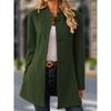 Women S Casual Stand Collar Mid Length Woolen Coat For Daily Wear