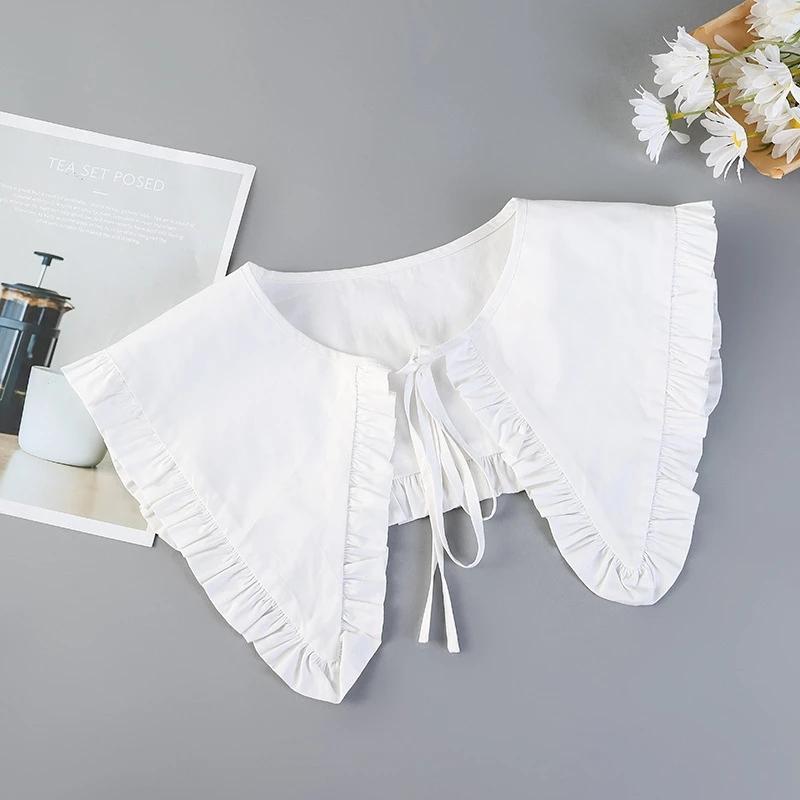 Koreansk Stor Revers Avtakbar Krage for Kvinner Genser Topp Falsk Krage Sjal Skuldersjal Dekor Falske Krager Slips