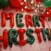 Merry Christmas Balloons Banner Party Decorations