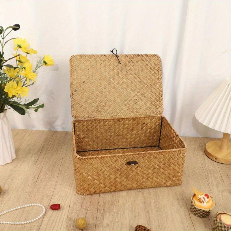 1pc Vintage Hand Woven Storage Basket, Suitable for Cosmetics, Gifts, and Cosmetic Storage Boxes