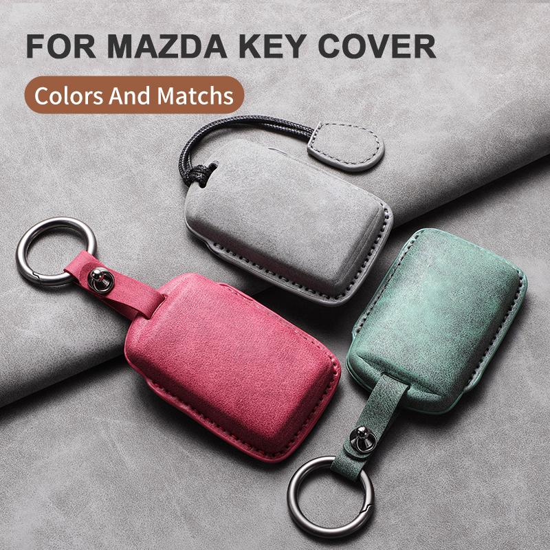 Fit For Mazda 3 Axela Key Fob Case Cx5 Cx4 Attila Cx50 Travel Cx30 Genuine Leather Auto Key Fob Mount Case Flip Flop Key Ring Automotive Auto