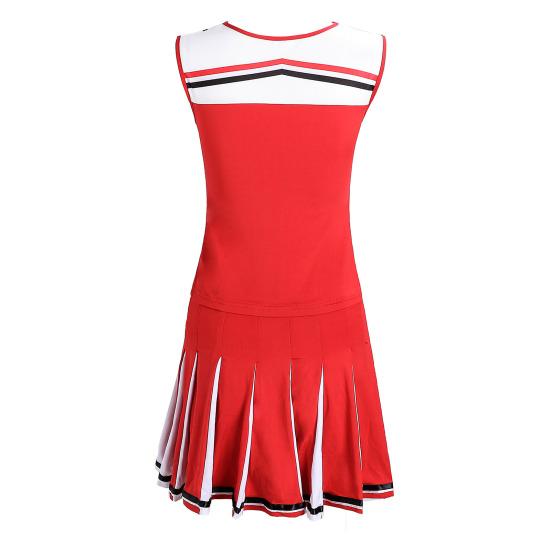 2 Pcs/Set Cheerleader Performance Outfit Sleeveless Top Skirt Set High School Glee Club Girl Cheerleading Costume Varsity Cheerleader Dress Uniform