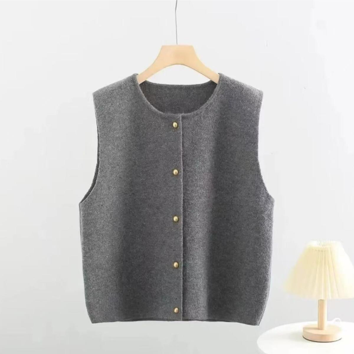 

2025 Autumn/Winter Plus Size Slimming Knit Vest - Versatile, Age-Reducing Solid Color 3XL (Approximately 75-87.5 kg) сірий колір