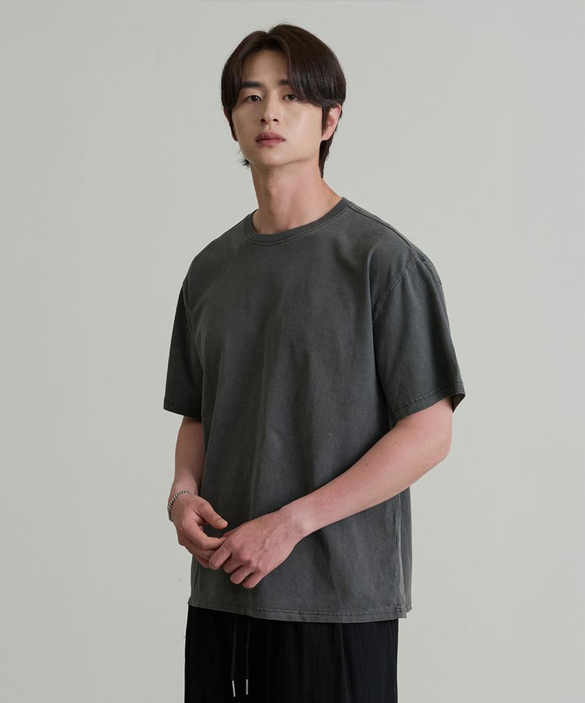 CREEDMENS Pigment Washed Oversized Short Sleeve Tee (Charcoal)