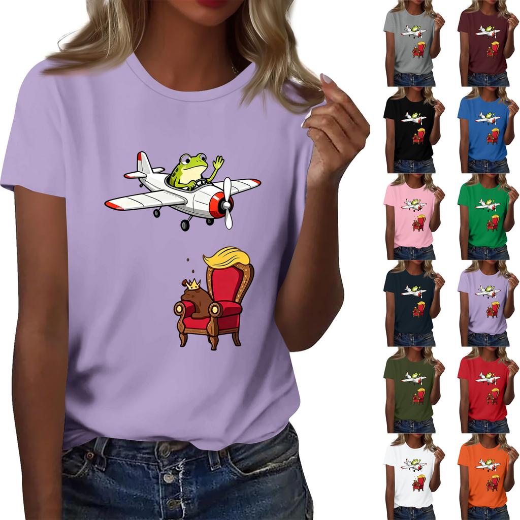 Women's Printed Round Neck Short Sleeve Top