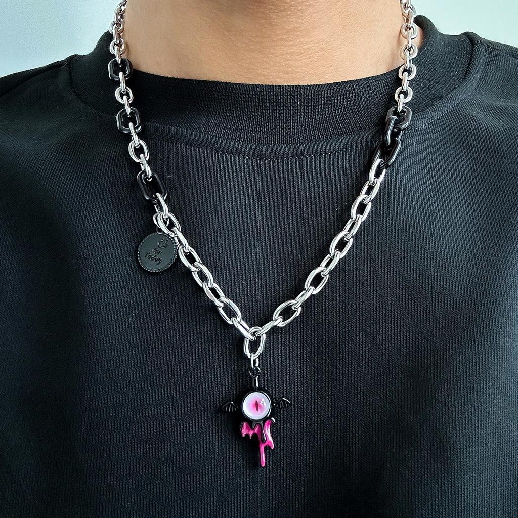IngeSight.Z New Love Heart Pendant Necklace for Men Trendy Stainless Steel Cross Choker Necklace Male Punk Hip Hop Neck Jewelry