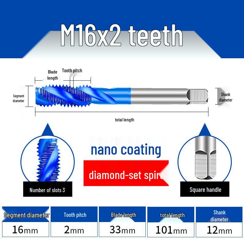 Cobalt Blue Nano-Coated Stainless Steel Spiral Tap Drill Bit Set M2-M8