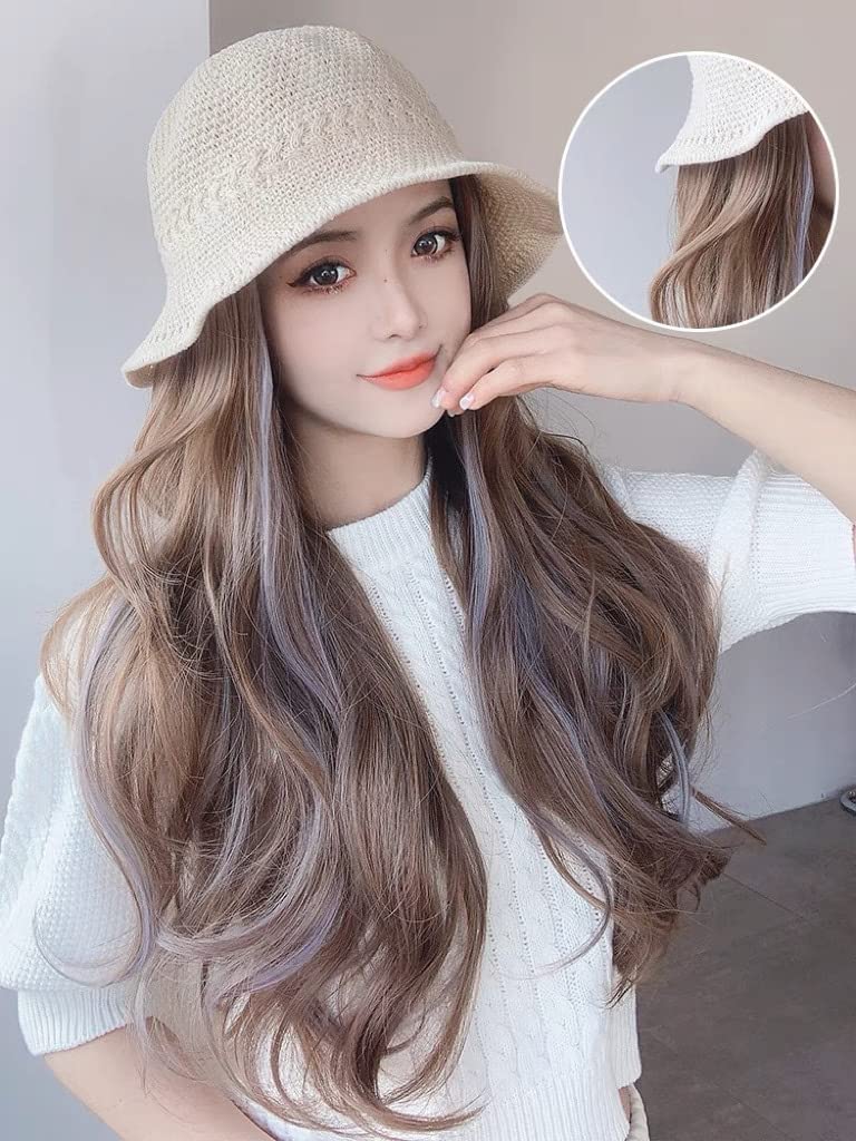 

Select Bucket Hat with Sun Pink Natural Dark 35cm Korean Freely Full Natural Medical Brown Inner Lily s (Lily s Select) Spring/Summer Wig, Protection,