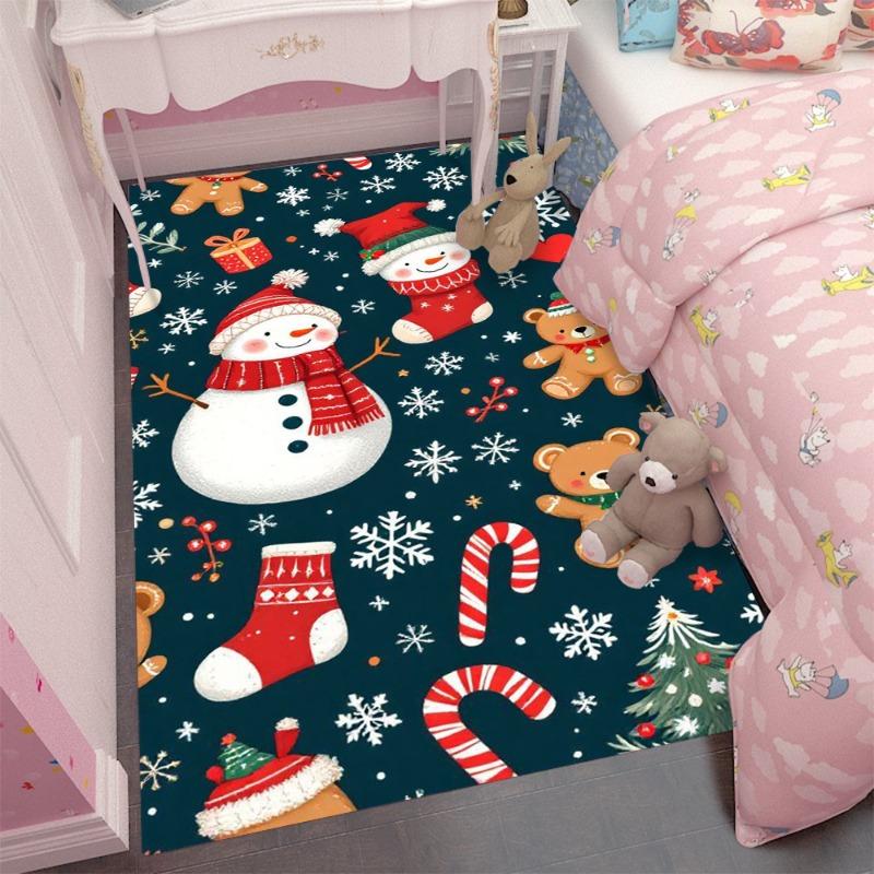 Merry Christmas Carpet Living Room Sofa Bedroom Entrance Bedroom Kitchen Door Mat Non-Slip Home Decor Area Rug Happy New Year