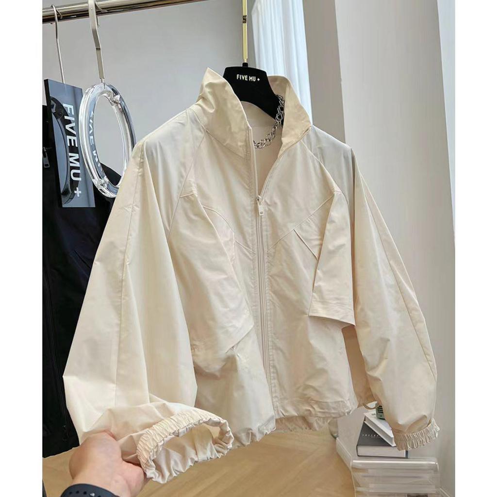 Petite Solid Color Women's Trench Coat - 2025 Spring/Autumn Korean Style Stand Collar Windbreaker
