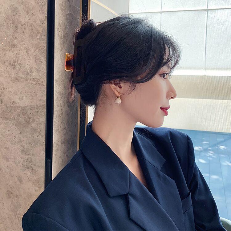 Water Drop Pearl Rhinestone Tassel Earrings