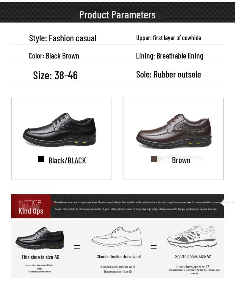 Sapatos Masculinos de Outono em Couro Genuíno Antiderrapantes Planos - Couro Bovino Casual para Meia-Idade e Idosos