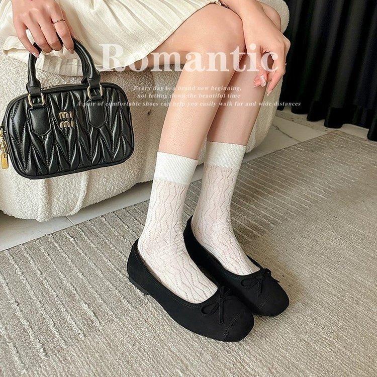 Yellow single shoes women's 2025 new summer soft-soled French evening bow flat-bottomed super fire ballet shoes