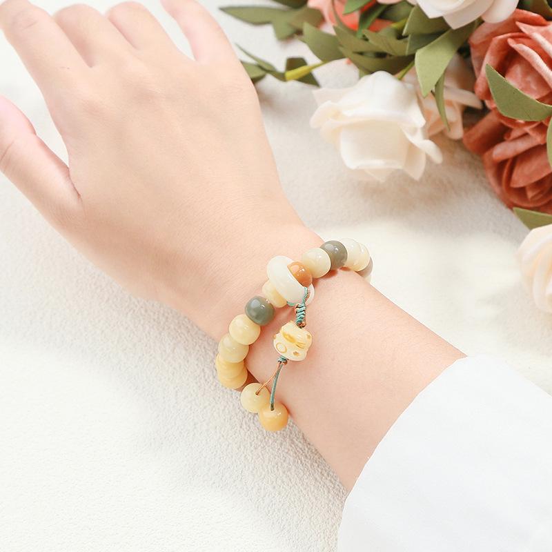 Jinde Jewelry Multi-Treasure Bodhi Bead Maneki Neko Bracelet for Men and Women - Buddhist Wenwan Hand String