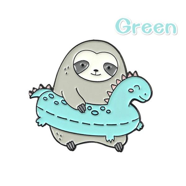 Unique New Fashion Cartoon Sloth Enamel Pin Badge In Mint Green For Trendy Collectors