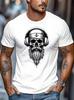 Unisexs Casual Outdoor Sports Tshirt With Skull And Earphone Design Regular Fit For Casual Daily Wear And Formal Occasion