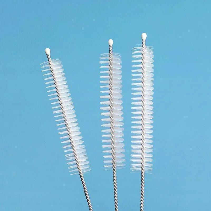 Nylon Soft Hair Straw Brush Stainless Steel Handle Tube Cleaner Brushes Reusable Straw Bottle Pacifier Clean Brush Tools