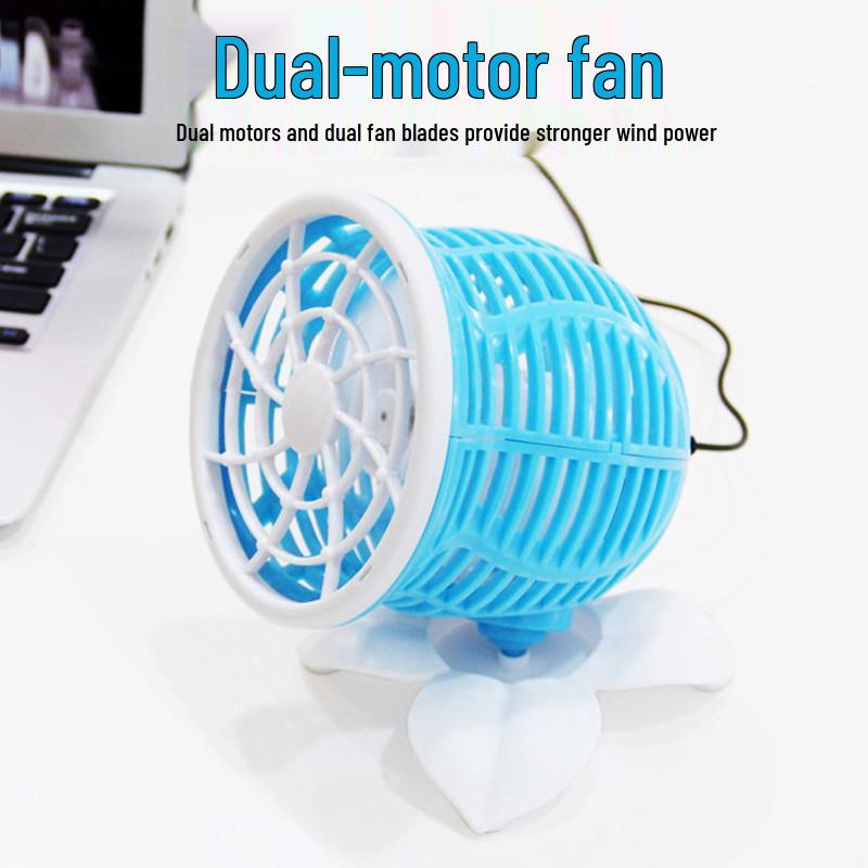 

Stylish & Quiet Dual Motor USB Fan with 360° Rotation and Adjustable Speed for Home or Office Red