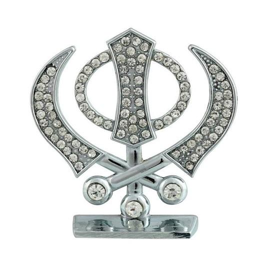 

@ Sikh Religious Symbol Khanda Sahib Idol Silver Metal Statue