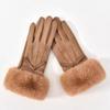 Soft Winter Suede Gloves Velvet Women Cycling Mittens Skiing Pu Leather Gloves  Autumn