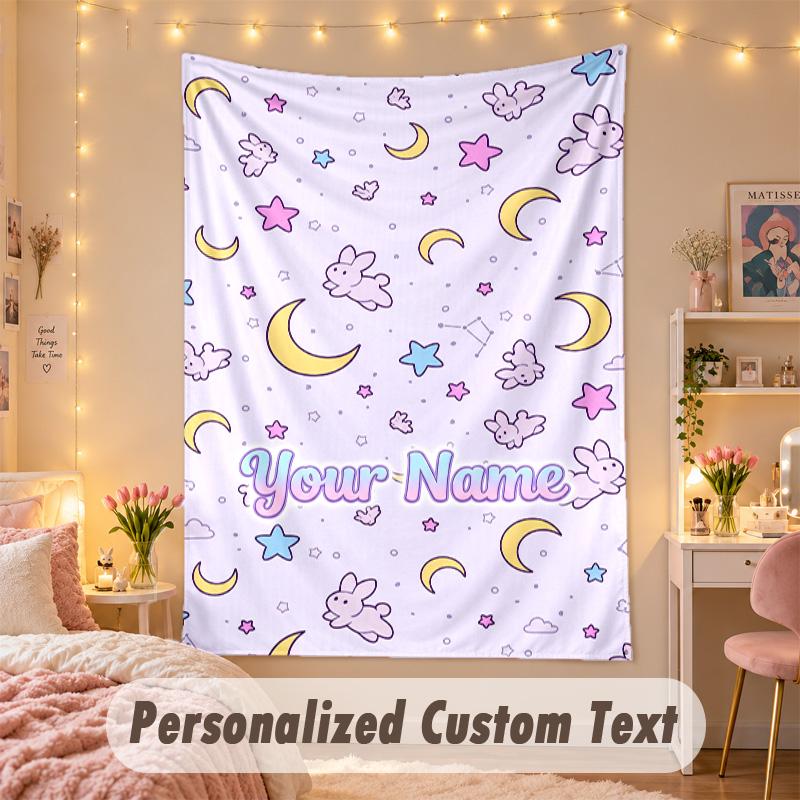 Custom Personalized Tapestry,Sailor Moon Print Custom Name Text Wall Art Hanging for Bedroom