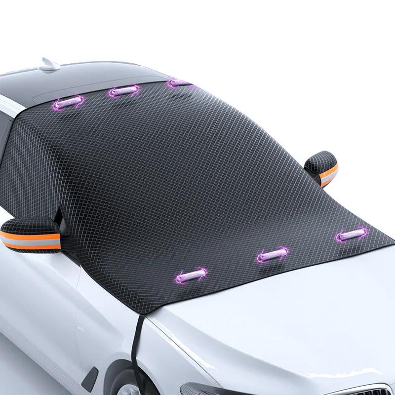 Car Windshield Snow Cover Foldable Automotive Windshield Sunshades Reflective Windproof Car Windshield Sun Shade With Side