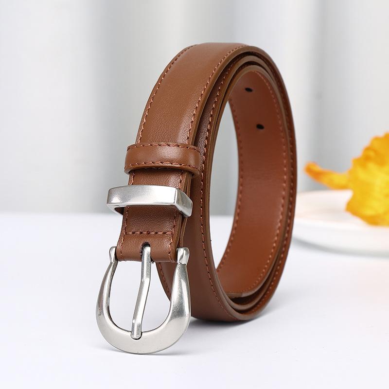 Simple And Fashionable Versatile First-Layer Cowhide Belt Women'S Leather Pin Buckle Light Luxury High-End Casual Pants Belt Women'S Models
