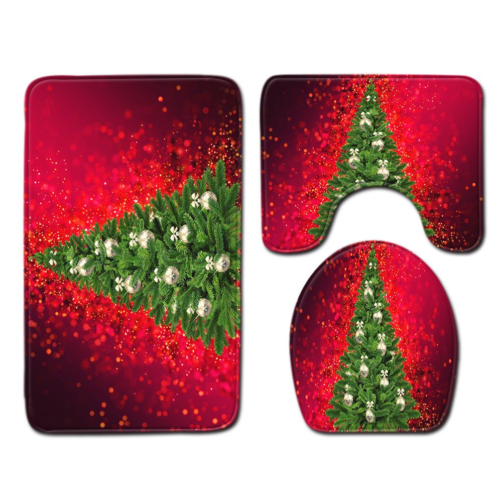 Christmas Bathroom Floor Mat Toilet Three-Piece Set