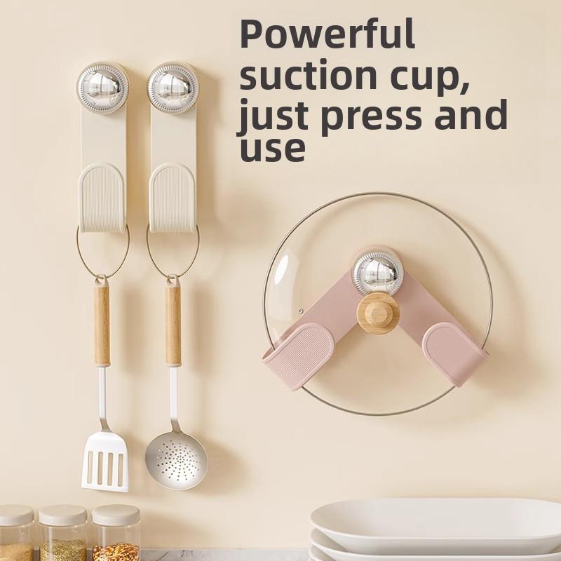 

Wall-mounted No-punch Suction Cup Swivel Pot Lid Hanger 1PC молоко, білий колір