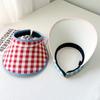 New dopamine checkerboard contrasting color empty top sunscreen hat girls summer outdoor big brim sun hat