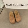 Woven Bag Head Wearing Half Slippers Women's 2025 Summer Beach One Pedal Bag Head Half Drag Muller Flat Slippers