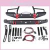 Bumper Metálico de Alta Qualidade para RC Rock Crawler com Luzes LED Brilhantes para Axial Scx10 9004