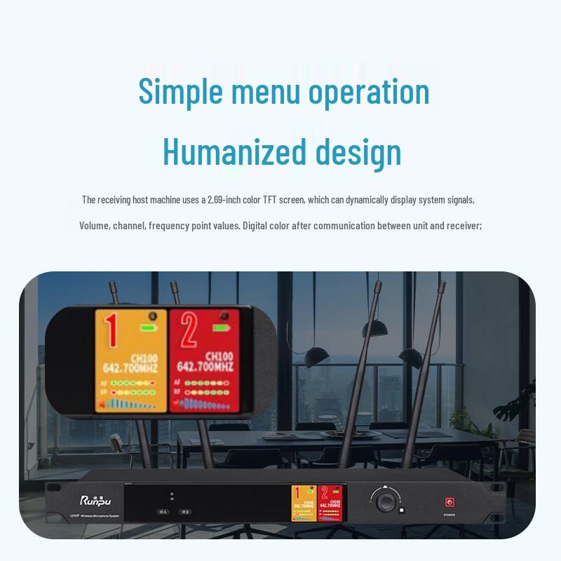 Runpu RP-SU102T Professional UHF Wireless Dual Microphone System (CN version)